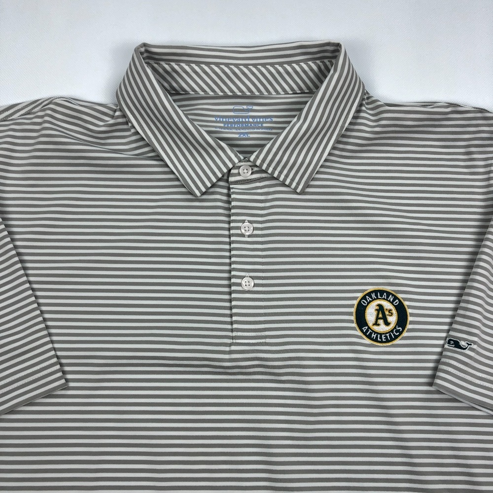Oakland Athletics Vineyard Vines Polo Shirt Men XXL Golf Performance Stripe MLB